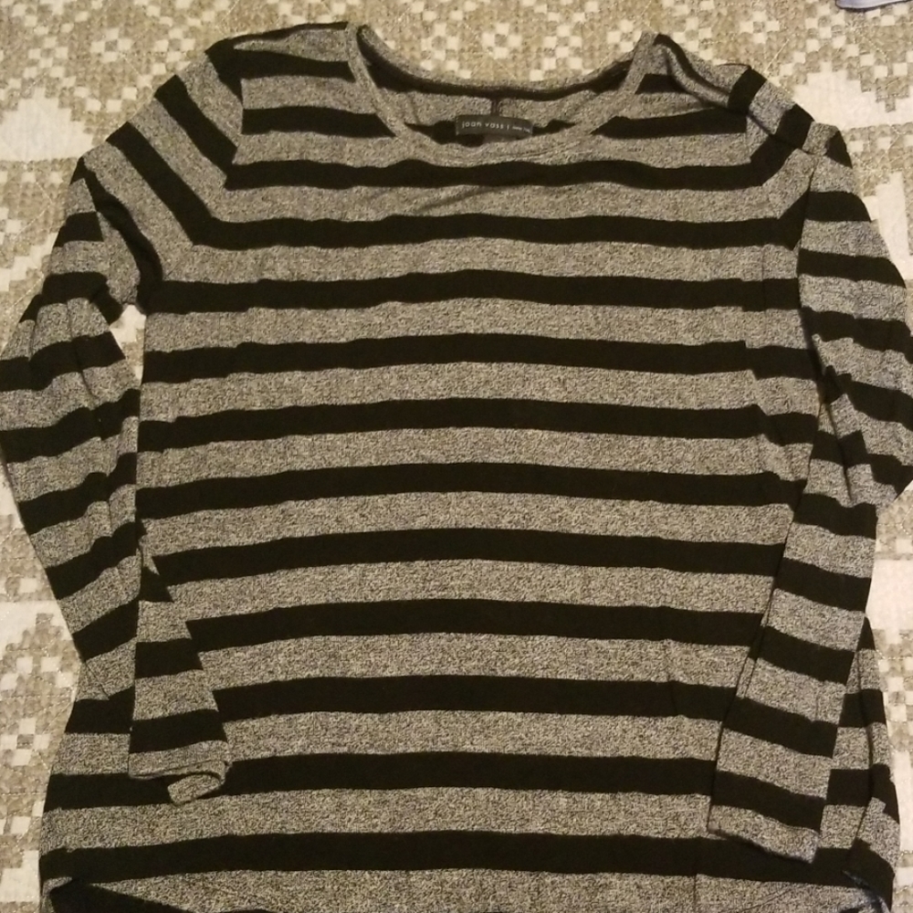 Soft grey and black striped sweater